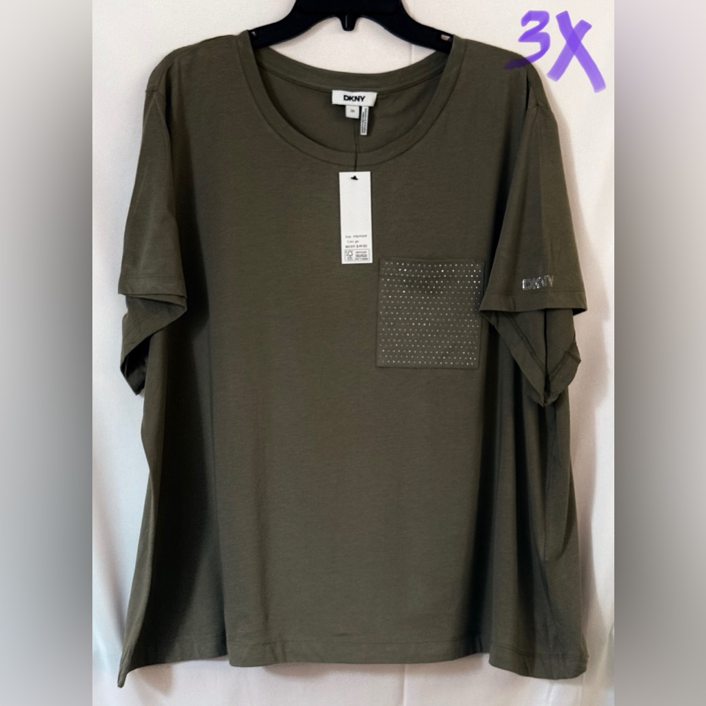 Dkny Olive Green Women's Short Sleeve Tee